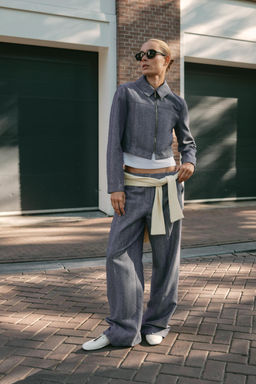 STITCHED DETAIL TROUSERS WITH BELT LOOPS
