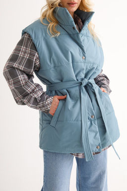 Жилет со стойкой oversize эвкалипт