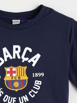 Bisiklet Yaka Barcelona Bask?l? Erkek ?ocuk Ti??rt