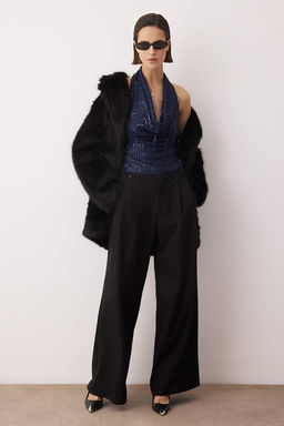 Siyah Degaje Yaka Sacakl? Payet Party Bluz TPRAW26BZ00064 - Trendyolmilla фото 8