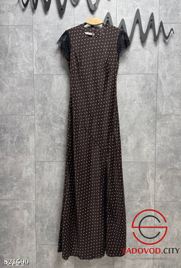 Платье в горох макси с разрезом и кружевными рукавчиками - Bruno фото 2