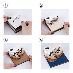 Блок бумажный для записей в виде 3D-заметок с подсветкой 200-250 г/м2 9 х 5 х 9 см 160 л. Огни замка BBZ-01