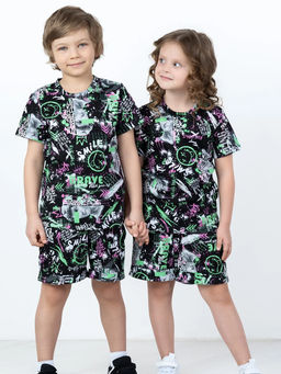 Шорты с карманами Эбби, цвет Черный/Зелен-Розов Brave,100% х/б