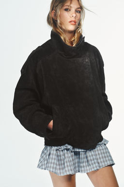 100% SUEDE LEATHER BIKER JACKET WITH COVERED BUTTONS - Zara фото 24