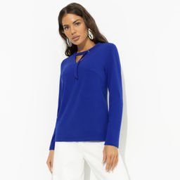 Блуза из трикотажа-лапша Неисчерпаемый талант (спелая голубика) - Charutti фото 2