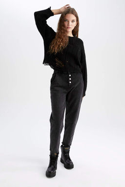 Базовый свитер оверсайз с круглым вырезом - Defacto фото 6