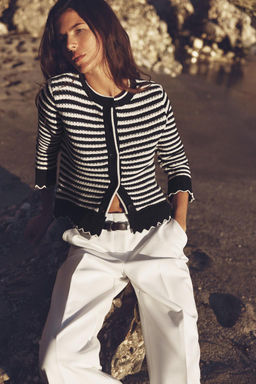 STRIPED KNIT CARDIGAN WITH RUFFLES - Zara фото 2
