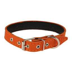 Ошейник кожаный на синтепоне, 45 х 2 см, ОШ 25-35 см, оранжевый - Пижон фото 2