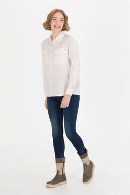 Женская рубашка с длинным рукавом цвета экрю Неожиданная скидка в корзине - U.s. polo assn фото 3