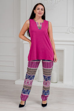 Пижама женская из майки и брюк из кулирки Лисандра бордо - Амадэль фото 2