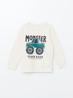 Bisiklet Yaka Bask?l? Uzun Kollu Erkek Bebek Sweatshirt 2li