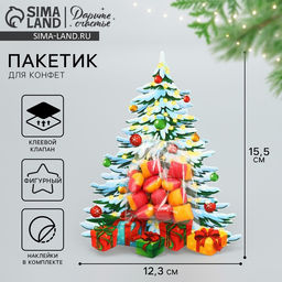 Цена за 10 шт. Пакет под сладости новогодний «Ёлка», 11×6 см