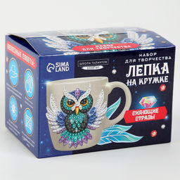 Декор кружки полимерной глиной. Лепка на кружке «Ночная сова», со стразами, набор для творчества