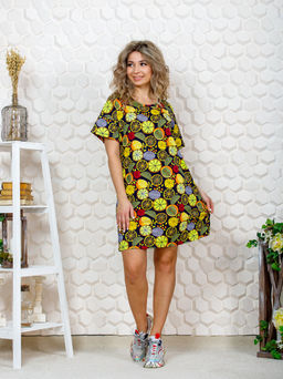 752/1 Платье"апельсин/малиновый"