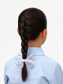 Цена за 6 шт. Бант для волос на резинке «Бантик», кружевной край полоски, 9 см, белый