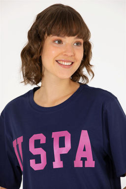 Женская базовая футболка темно-синего цвета с круглым вырезом Неожиданная скидка в корзине - U.s. polo assn фото 3