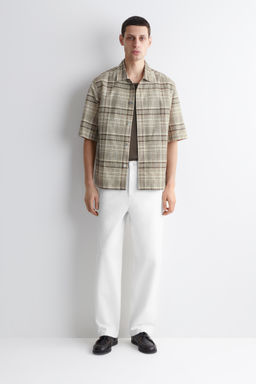 CAMISA DE MANGA CORTA DE CUADROS EN MEZCLA DE LINO - H&m фото 3