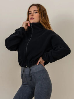 K13389 Толстовка из флиса на молнии ЧЕРНЫЙ