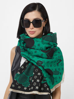 в составе ШЕРСТЬ и КАШЕМИР  Большой, мягкий, теплый двусторонний палантин с принтом. - Tantino фото 4