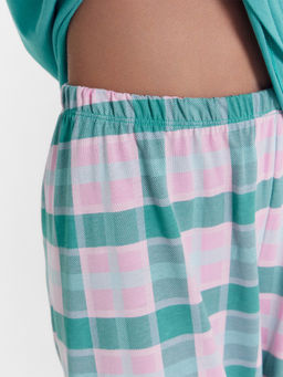 Комплект для девочек (джемпер, брюки) в бирюзовую клетку - Mark formelle фото 8