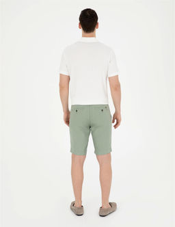 Ye_il Slim Fit Keten Beli Lastikli Dokuma _ort
