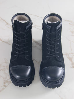 Ботинки 319.taskanabl.Черная замша+черный/байка