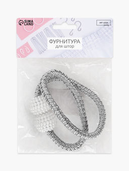 Цена за 2 шт. Подхват для штор, на шнуре, d=3×40 см, серебристый