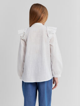 Блузка для девочки MINAKU: Cotton collection, белая, рост 146 см