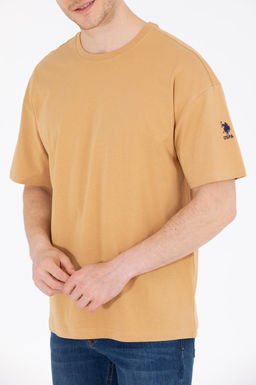 Erkek Camel Oversize Bisiklet Yaka Ti__rt