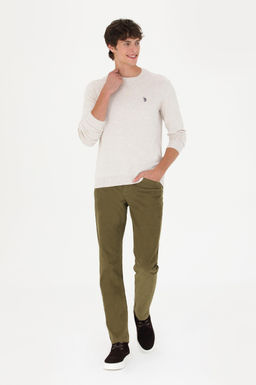 Erkek Regular Fit Haki Kanvas Pantolon