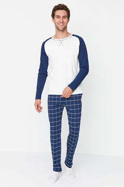 Lacivert %100 Pamuk Regular Fit Ekose _rme Pijama Tak_m_ THMAW21PT0879 - Trendyolmilla фото 2