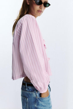 STRIPED POPLIN SHIRT WITH TIES - Zara фото 4