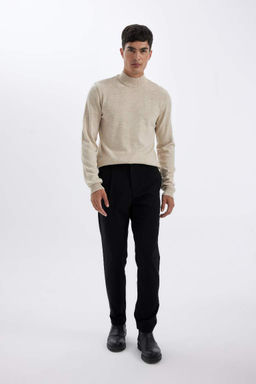 Slim Fit Dar Kesim Yar?m Bal?kc? Yaka Basic Duz Triko Kazak - Defacto фото 4