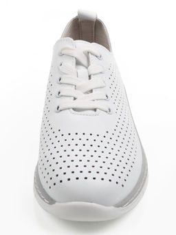 03-YE547-1 WHITE Полуботинки летние спортивные женские (натуральная кожа)