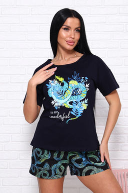 Костюм с шортами, принт (01030. бирюзовый) - Плиона фото 14