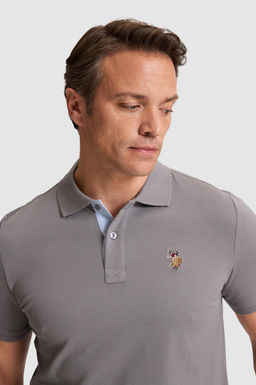 Erkek Gri Regular Fit Polo Yaka Basic Ti__rt