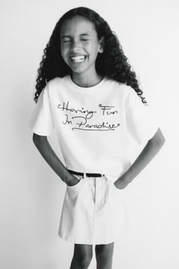 SLOGAN T-SHIRT WITH DRAWSTRING - Zara фото 2