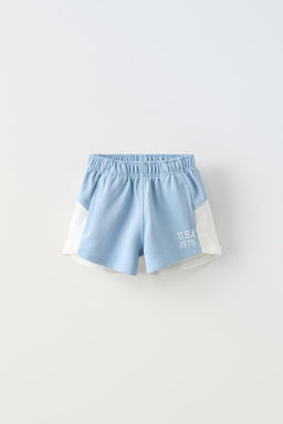 COLOUR BLOCK BERMUDA SHORTS WITH SLOGAN