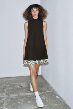 CHECK COMBINED MINI DRESS