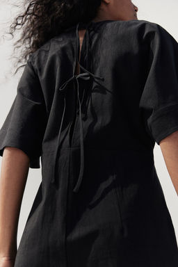 Vestido en mezcla de lino con bordado ingles - H&m фото 4