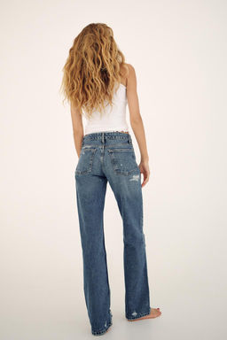 RIPPED MID-RISE WIDE-LEG TRF JEANS - Zara фото 4