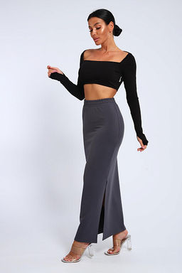 Юбка, футер (01056, черный макси) - Плиона фото 52