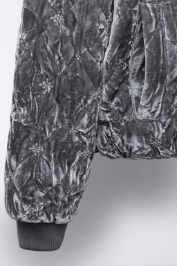 JEWEL VELVET BOMBER JACKET - Zara фото 6