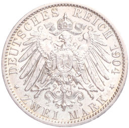 Монета 2 марки 1904 года A Германия (Мекленбург-Шверин) Свадьба Герцога Фридриха Франца IV