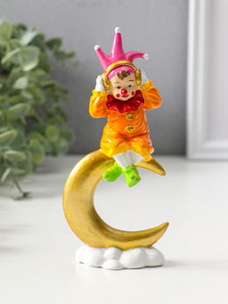 Сувенир полистоун "Клоун в наушниках на золотом месяце" яркий разноцветный 16,5 см