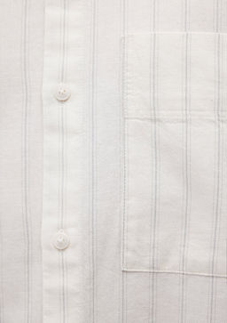 Cizgili Beyaz Gomlek - Mavi фото 6