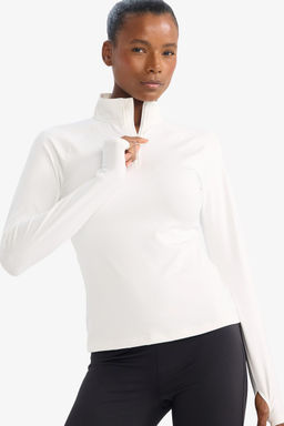 DeFactoFit Спортивная футболка со стандартным кроем и воротником-стойкой с длинными рукавами  фото 17