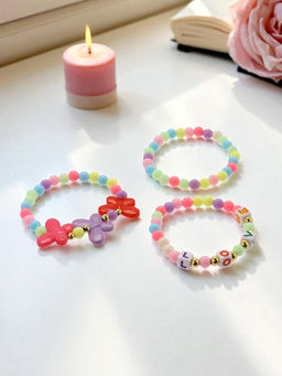 Цена за 2 шт. Набор детских браслетов «Выбражулька» 3 шт. d=5 см бабочки и буквы, цветные