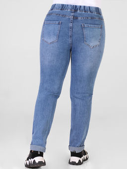 Джинсы женские прямые с подворотом на круговой резинке - Almond фото 10