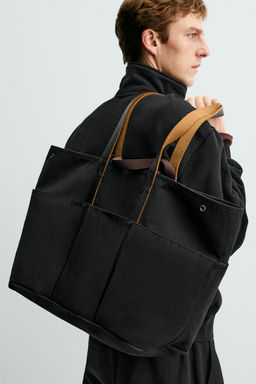 BOLSO SHOPPER DETALLES PIEL AARON LEVINE X ZARA / Negro фото 3
